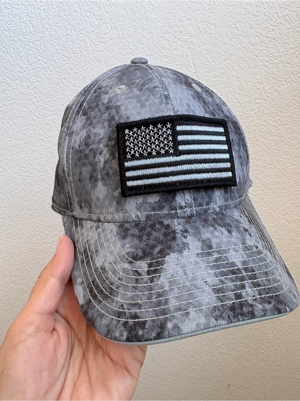 Digicam camo print Flexfit hat with Tactical Velcro patch